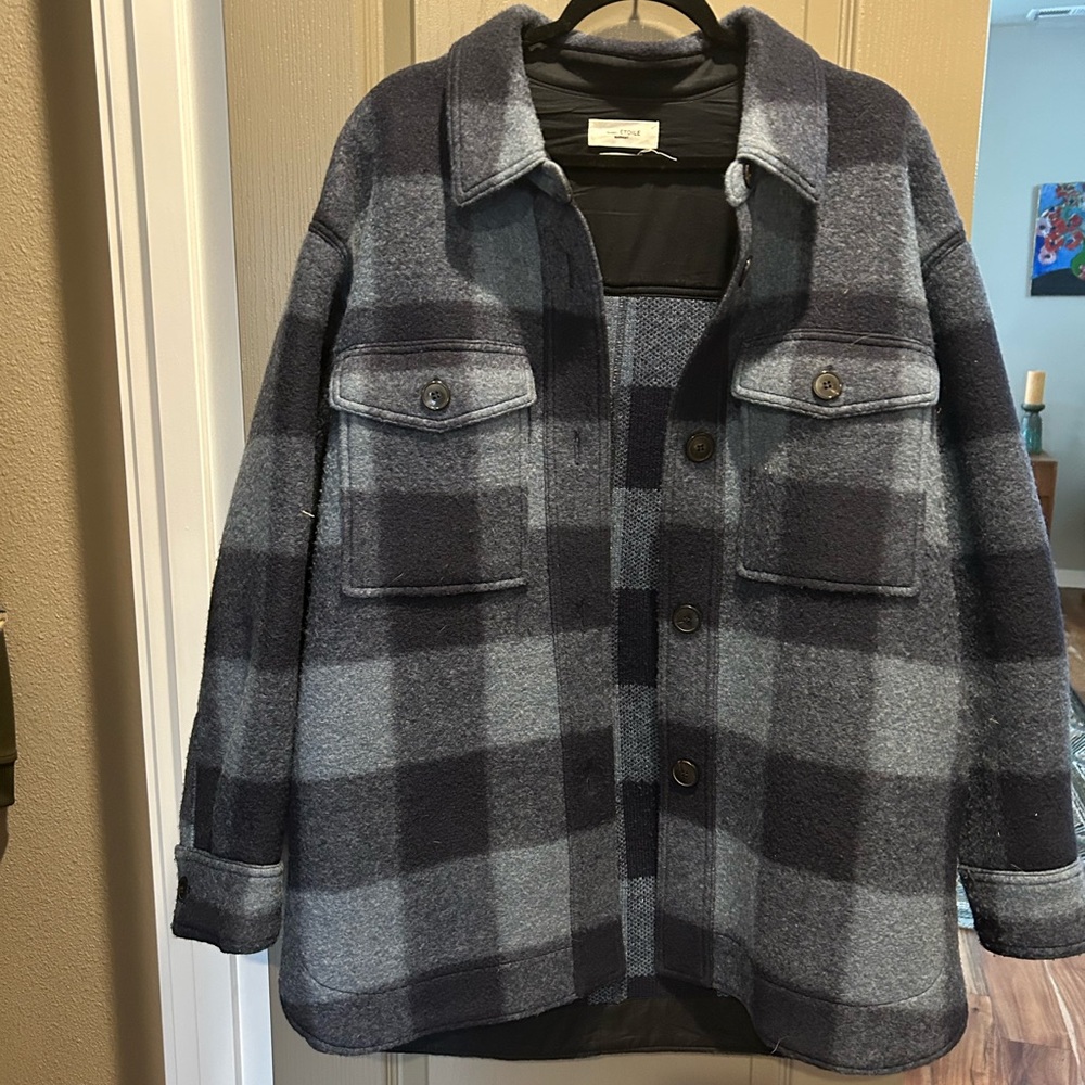 Estoile Isabel Marant Plaid Shacket Button Up Oversized Coat